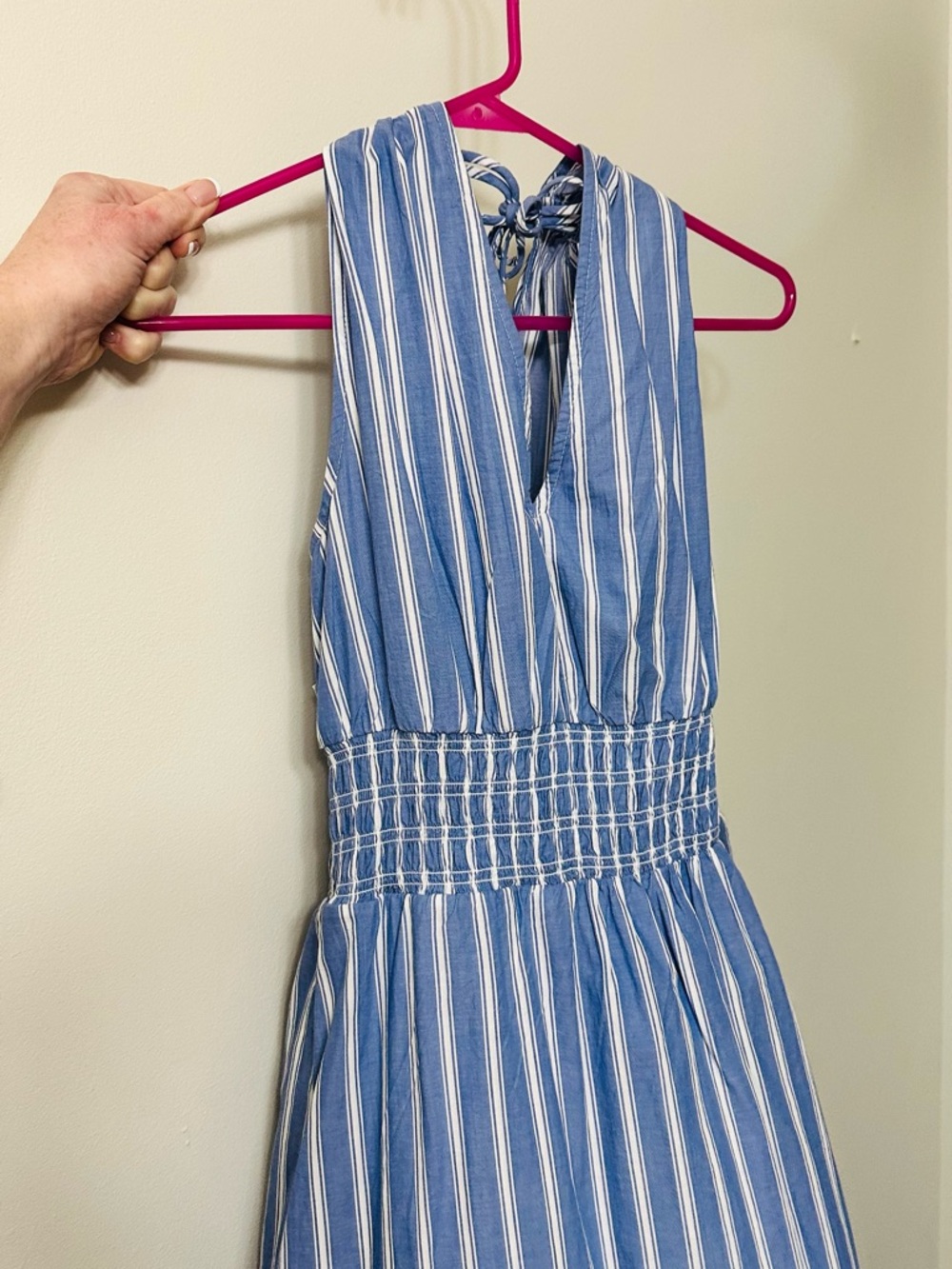 Old Navy Blue and White Striped Sleeveless Sundress